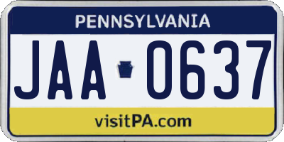 PA license plate JAA0637