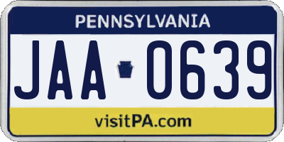 PA license plate JAA0639