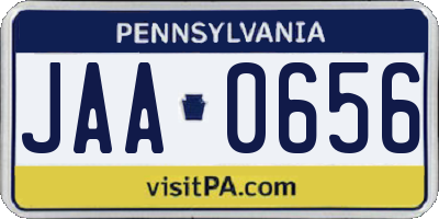 PA license plate JAA0656