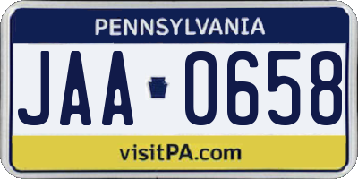 PA license plate JAA0658