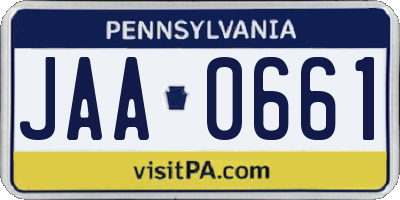 PA license plate JAA0661