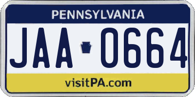PA license plate JAA0664