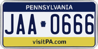 PA license plate JAA0666