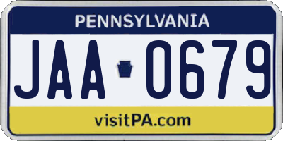 PA license plate JAA0679