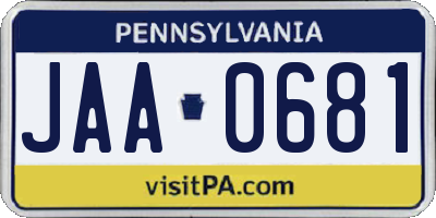 PA license plate JAA0681