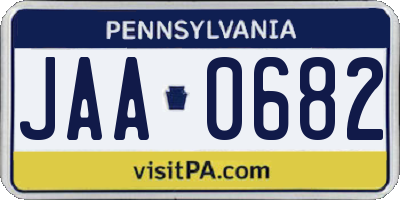 PA license plate JAA0682