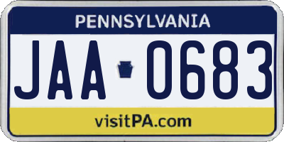 PA license plate JAA0683