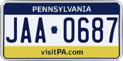 PA license plate JAA0687