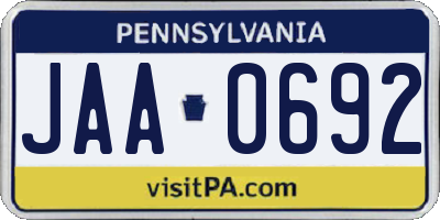 PA license plate JAA0692