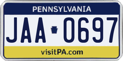 PA license plate JAA0697