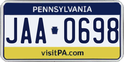 PA license plate JAA0698