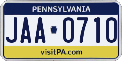 PA license plate JAA0710