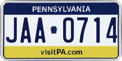 PA license plate JAA0714