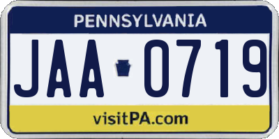 PA license plate JAA0719