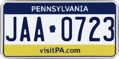 PA license plate JAA0723