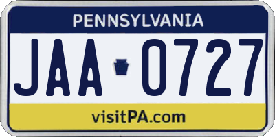 PA license plate JAA0727