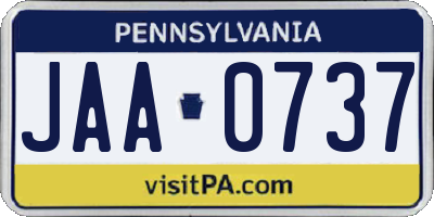 PA license plate JAA0737