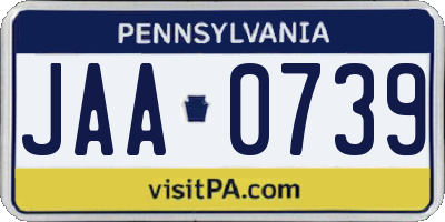 PA license plate JAA0739