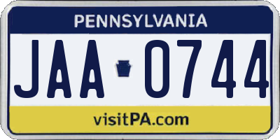 PA license plate JAA0744