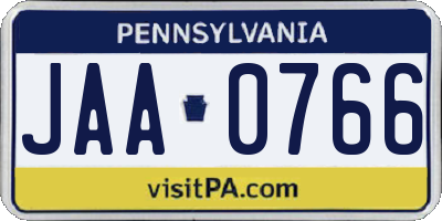 PA license plate JAA0766