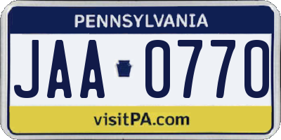 PA license plate JAA0770