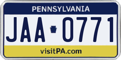 PA license plate JAA0771