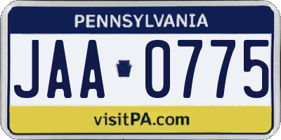 PA license plate JAA0775