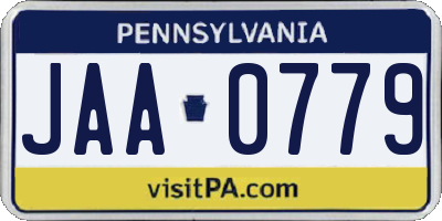 PA license plate JAA0779