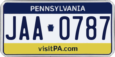 PA license plate JAA0787