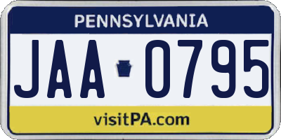 PA license plate JAA0795