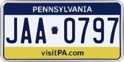 PA license plate JAA0797