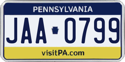 PA license plate JAA0799