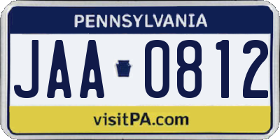 PA license plate JAA0812