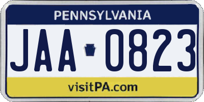 PA license plate JAA0823