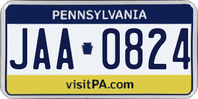 PA license plate JAA0824