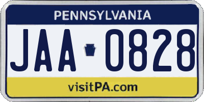 PA license plate JAA0828