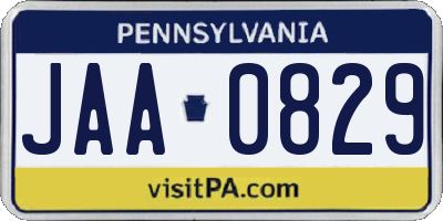 PA license plate JAA0829