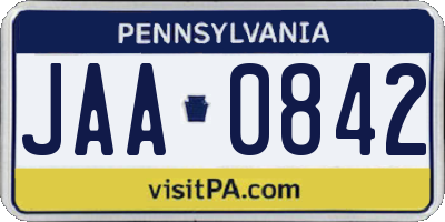 PA license plate JAA0842