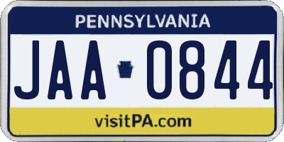 PA license plate JAA0844