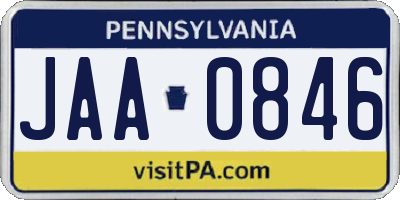 PA license plate JAA0846