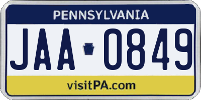 PA license plate JAA0849