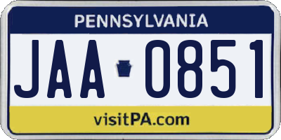 PA license plate JAA0851