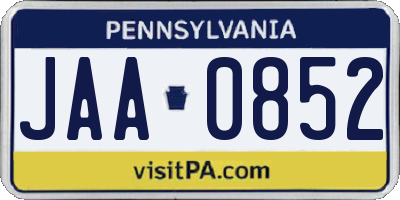 PA license plate JAA0852