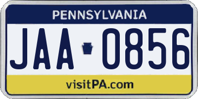 PA license plate JAA0856