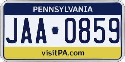 PA license plate JAA0859