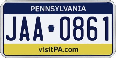 PA license plate JAA0861