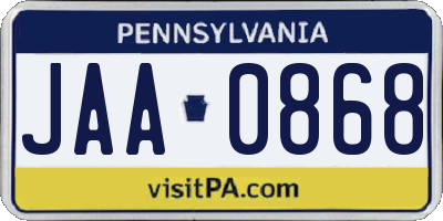 PA license plate JAA0868