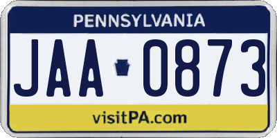 PA license plate JAA0873