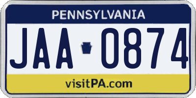 PA license plate JAA0874