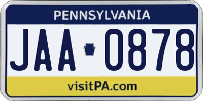 PA license plate JAA0878